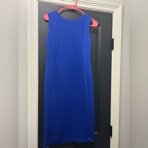 Shelby & Palmer Blue Sheath Midi Dress Sleeveless Crew Neck